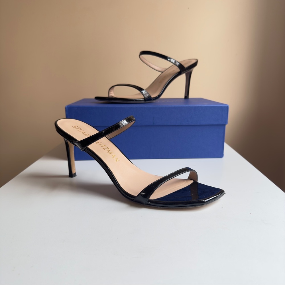 Stuart Weitzman Black Patent Strappy Heels